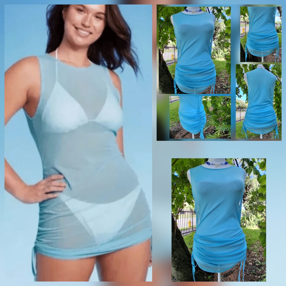 🔥Wild Fable Light Blue Sheer Swim Coverup Size Medium EUC
